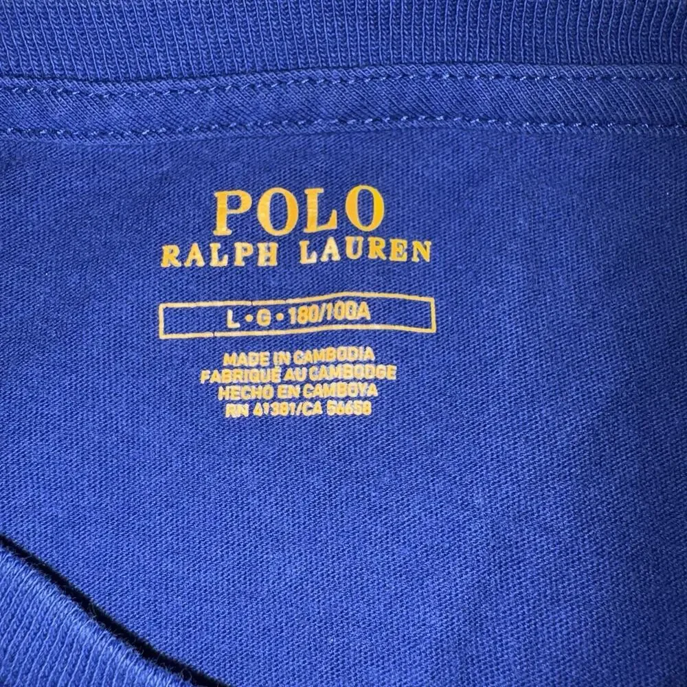 Polo Ralph Lauren Basic T-Shirt Mens L Blue Cotton Crew Logo Tee